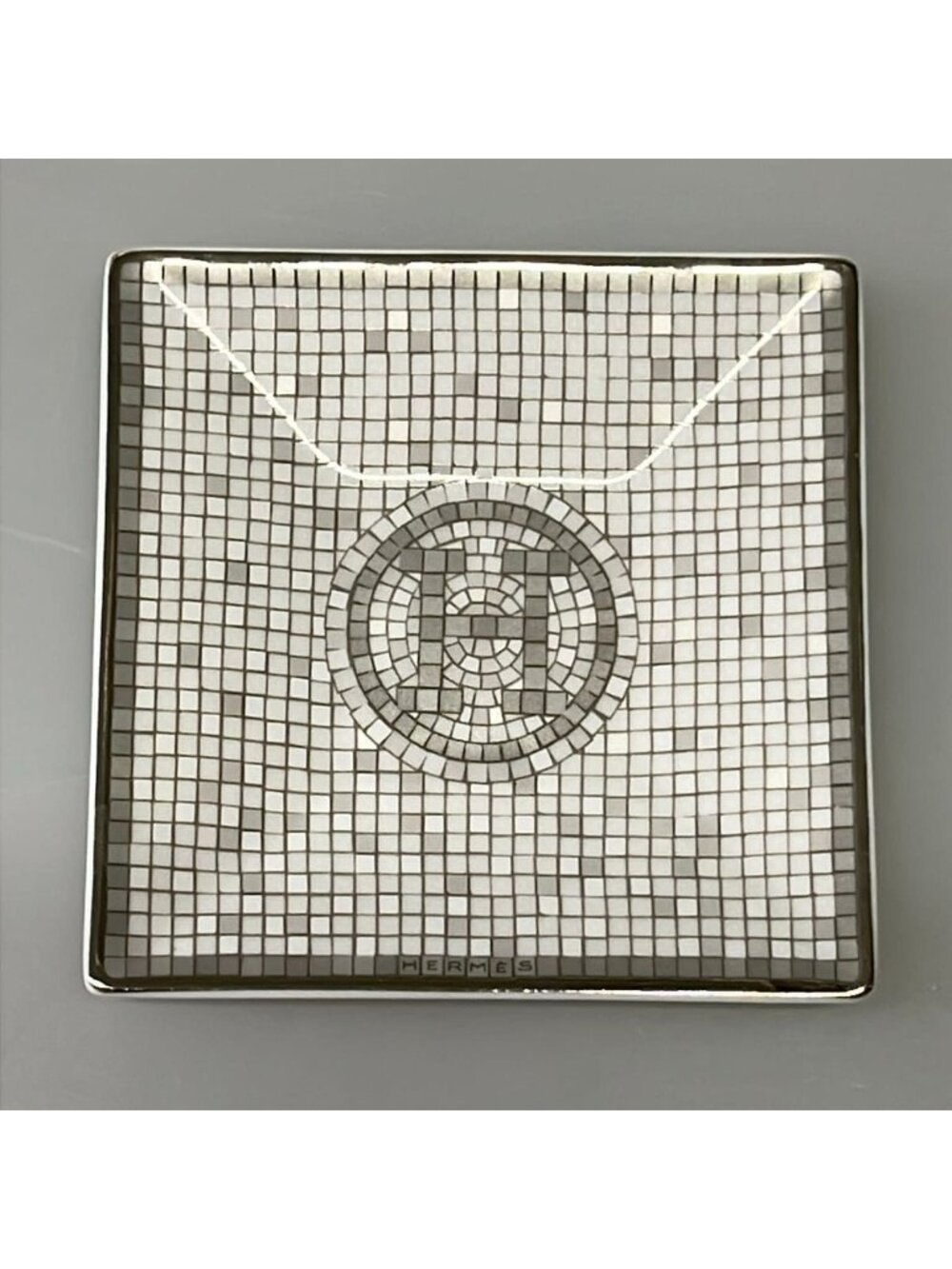 Hermes White Light Gray Tray Case Mosaique Au 24 Mosaic Vanquatre